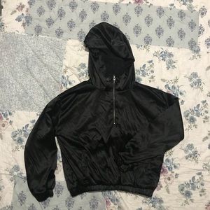 Active Black Satin Anorak Windbreaker